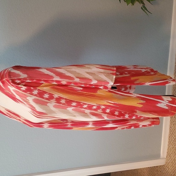 CHICOS Warm print essential cardigan orange red pattern size 2 or M/L - Picture 5 of 12